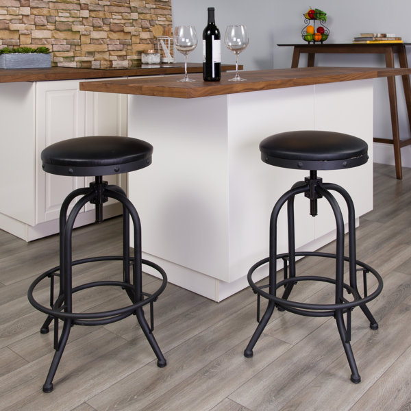 17 Stories West Brookfield 30'' Barstool with Swivel Lift LeatherSoft